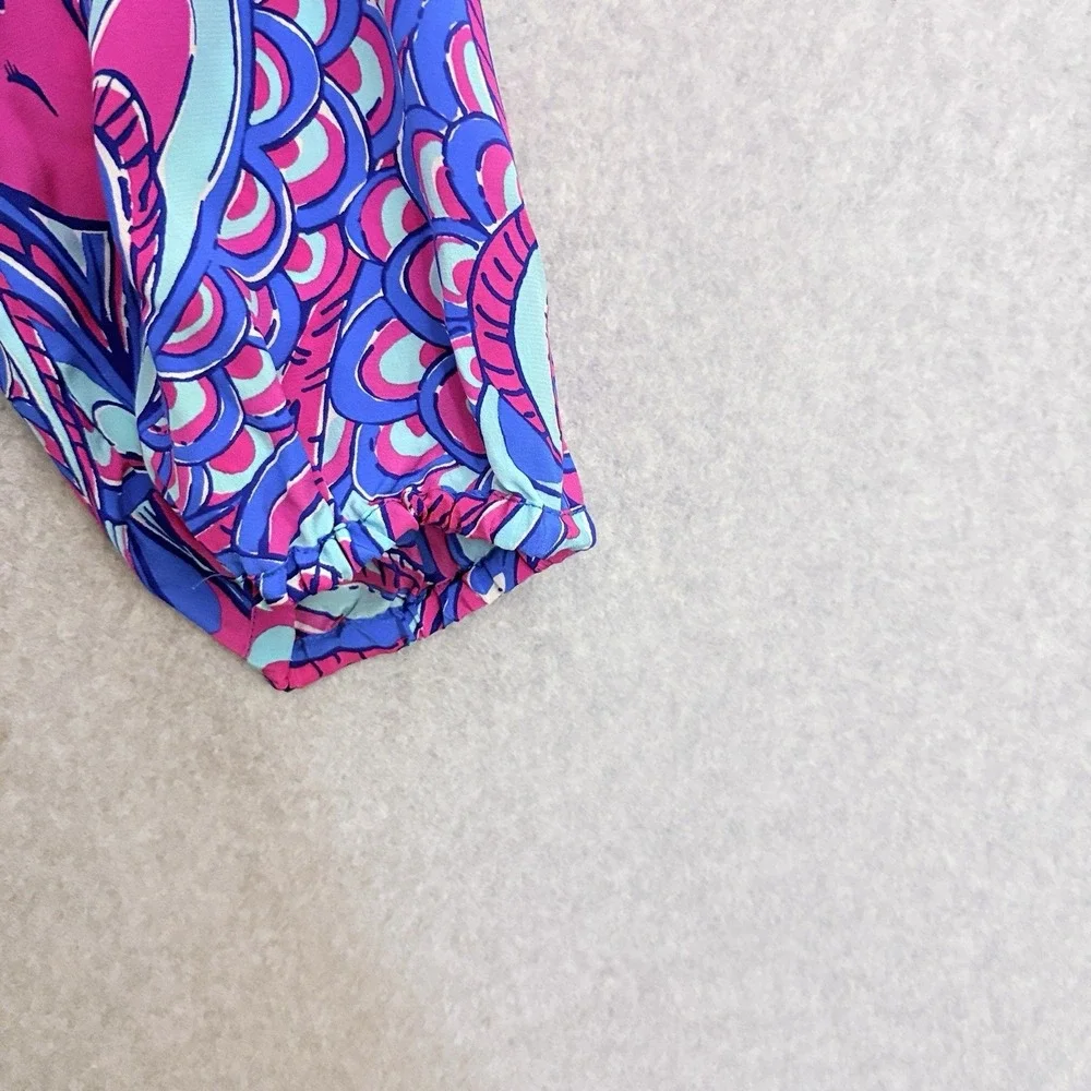 LILLY PULITZER Womens 100% Silk Elsa Multicolored Paisley Blouse Top Sz Medium - Picture 5 of 9